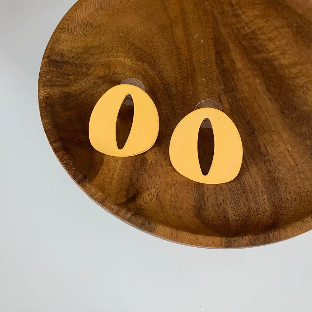 4/$15 Apricot Yellow Modern Abstract Statement Earrings